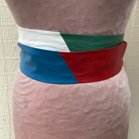Artisan hand crafted colorful leather wrap tie belt main image 5